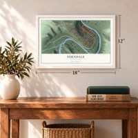 Ferndale, Pennsylvania map, 12 x 18 inch print in a white frame in an entryway