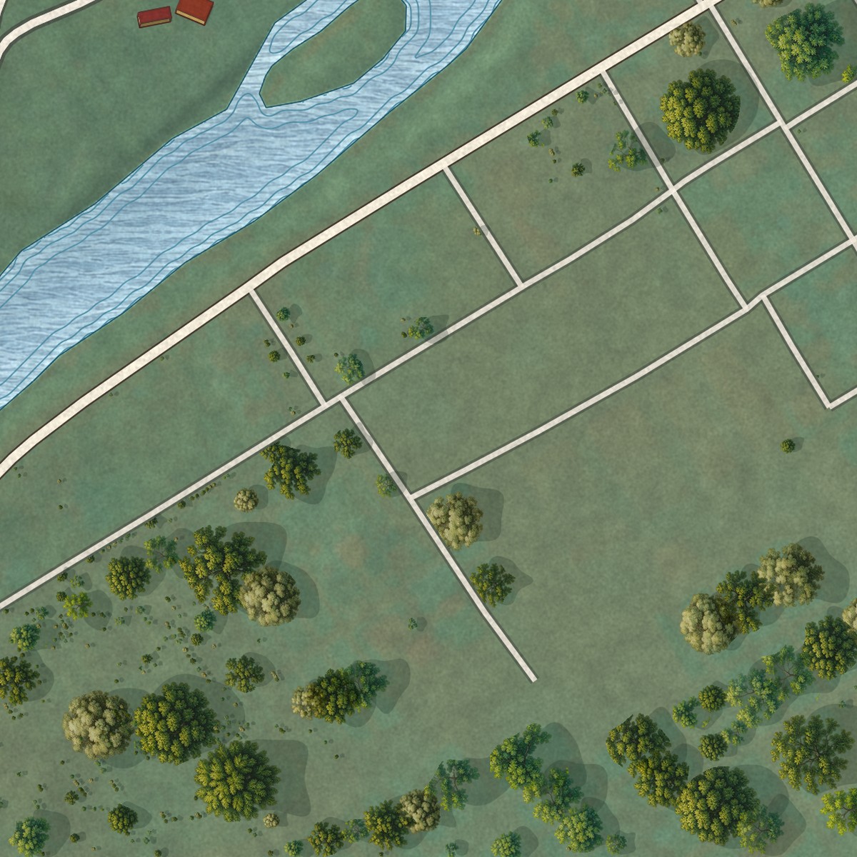 Second close-up of the map of Fernville, Pennsylvania print showing more streets and buildings