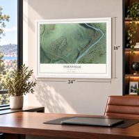 Fernville, Pennsylvania map, 18 x 24 inch print in a white frame in a home office