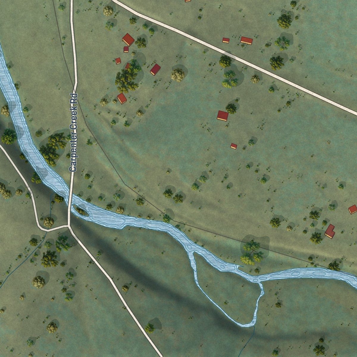 Second close-up of the map of Fernwood, Idaho print showing more streets and buildings