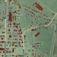 Second close-up of the map of Ferriday, Louisiana print showing more streets and buildings