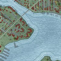 Second close-up of the map of Ferrysburg, Michigan print showing more streets and buildings