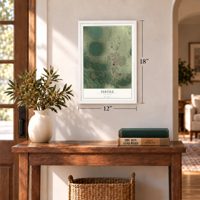 Fertile, Minnesota map, 12 x 18 inch print in a white frame in an entryway