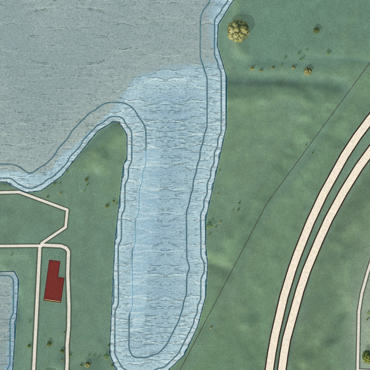 Second close-up of the map of Fields Landing, California print showing more streets and buildings