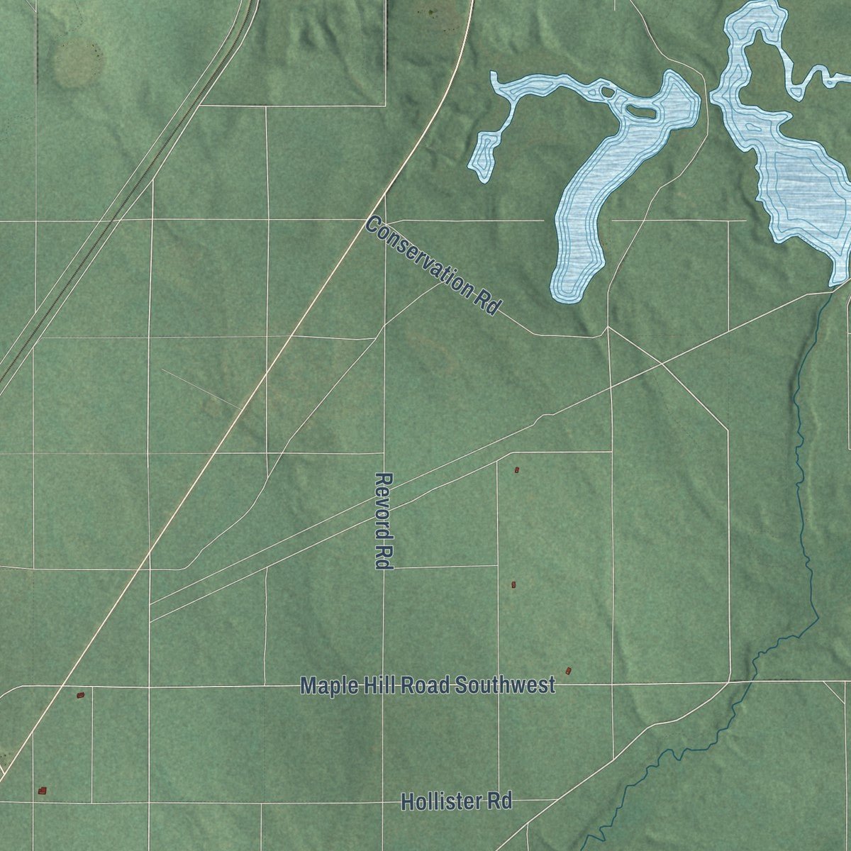 Second close-up of the map of Fife Lake, Grand Traverse County, Michigan print showing more streets and buildings