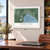 Fife Lake, Michigan map, 18 x 24 inch print in a white frame in a home office