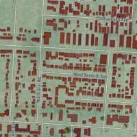 Second close-up of the map of Fifth by Northwest, Ohio print showing more streets and buildings