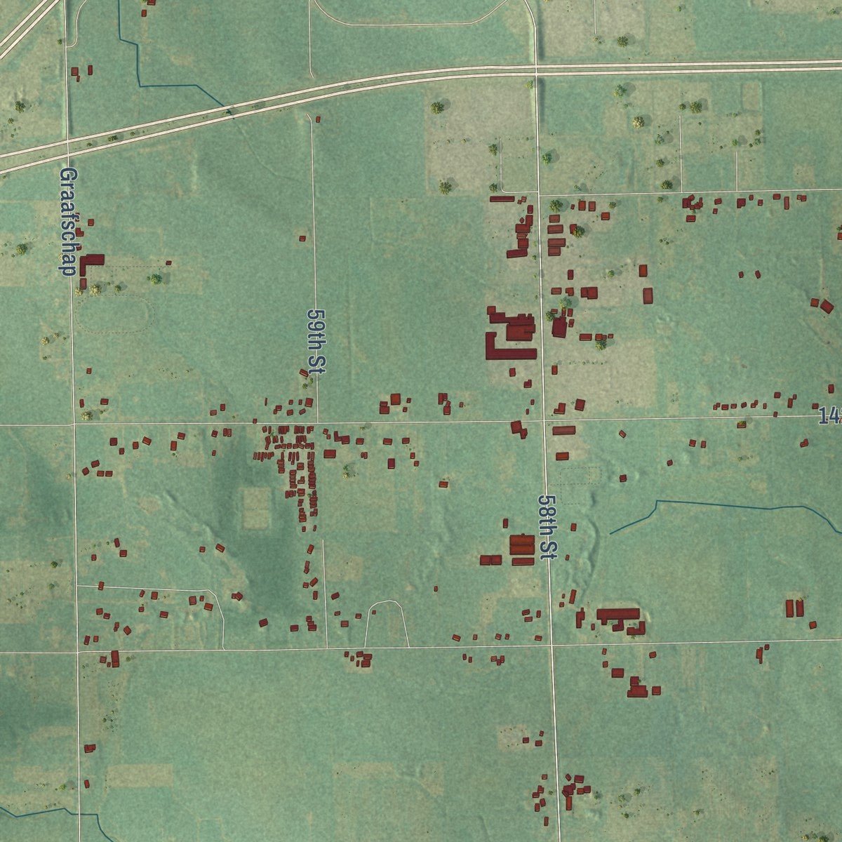 Second close-up of the map of Fillmore, Michigan print showing more streets and buildings
