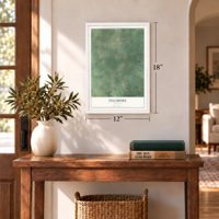 Fillmore, Michigan map, 12 x 18 inch print in a white frame in an entryway