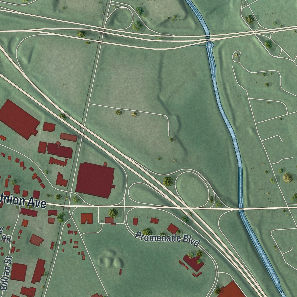 Second close-up of the map of Finderne, New Jersey print showing more streets and buildings