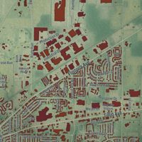 Second close-up of the map of Findlay, Ohio print showing more streets and buildings
