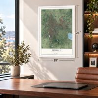Findlay, Ohio map, 18 x 24 inch print in a white frame in a home office
