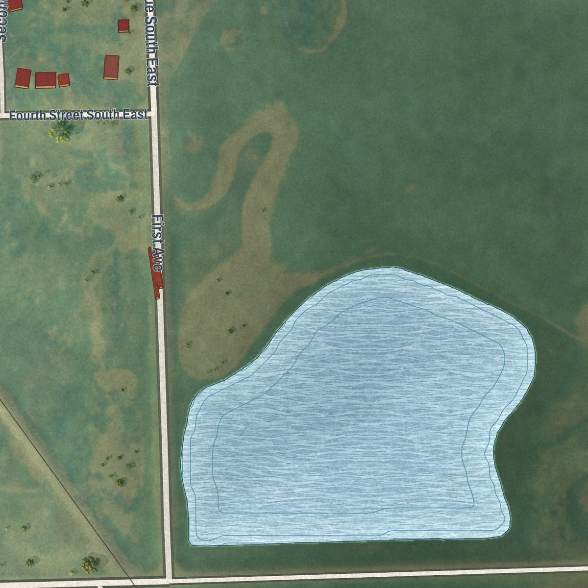 Second close-up of the map of Fingal, North Dakota print showing more streets and buildings