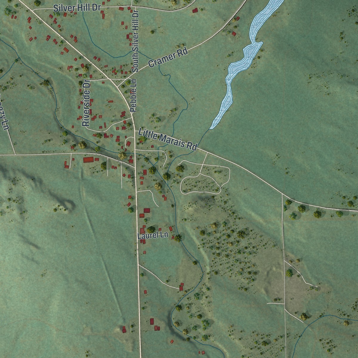 Second close-up of the map of Finland, Minnesota print showing more streets and buildings