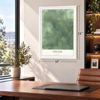 Finland, Minnesota map, 18 x 24 inch print in a white frame in a home office