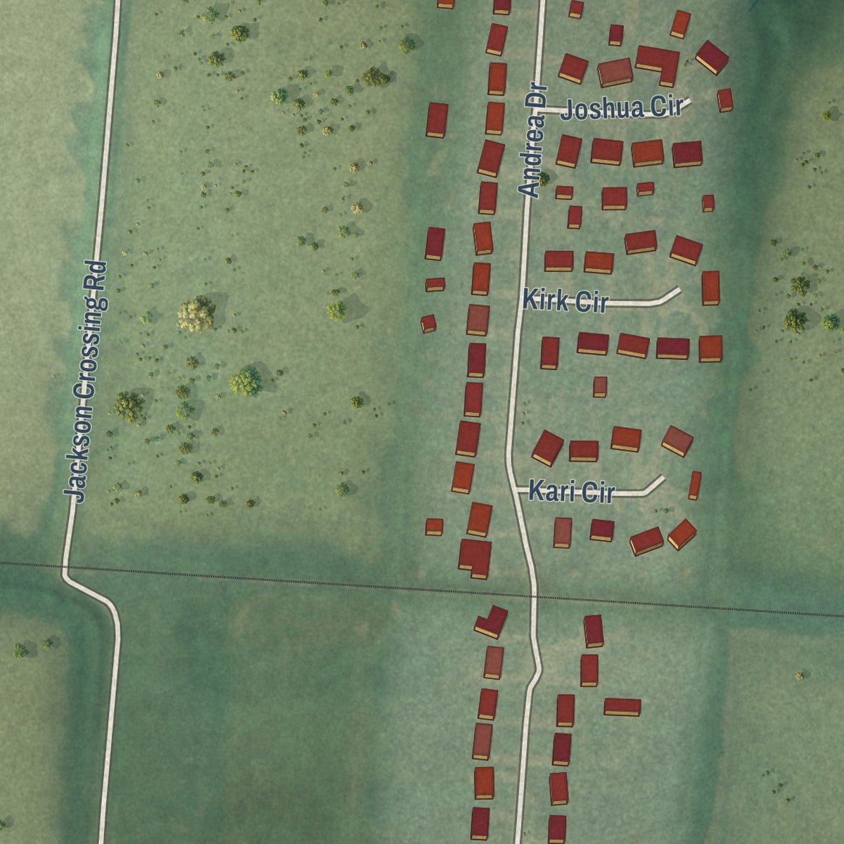 Second close-up of the map of Finley, Tennessee print showing more streets and buildings