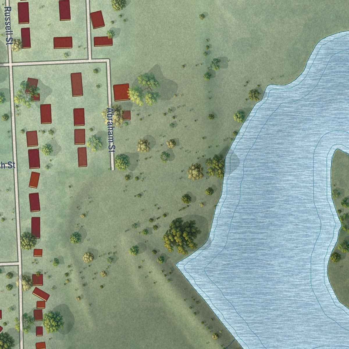 Second close-up of the map of Firth, Nebraska print showing more streets and buildings