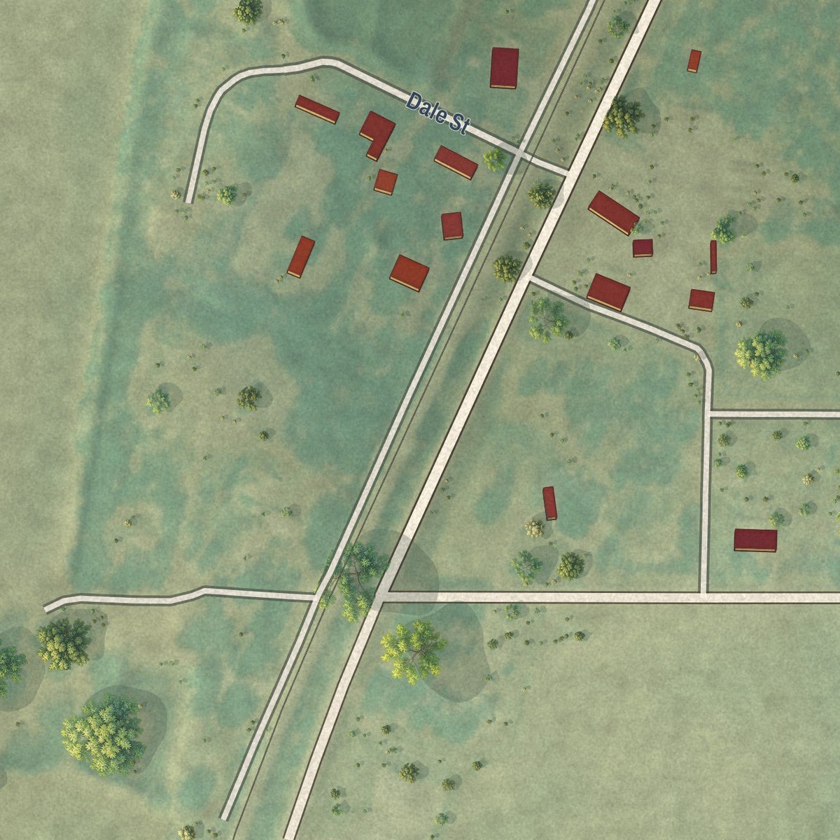 Second close-up of the map of Fisher, Arkansas print showing more streets and buildings