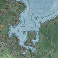 Second close-up of the map of Fishers Island, New York print showing more streets and buildings