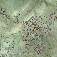 Second close-up of the map of Fishersville, Virginia print showing more streets and buildings