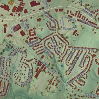 Second close-up of the map of Five Forks, South Carolina print showing more streets and buildings