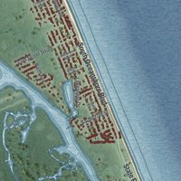 Second close-up of the map of Flagler Beach, Florida print showing more streets and buildings