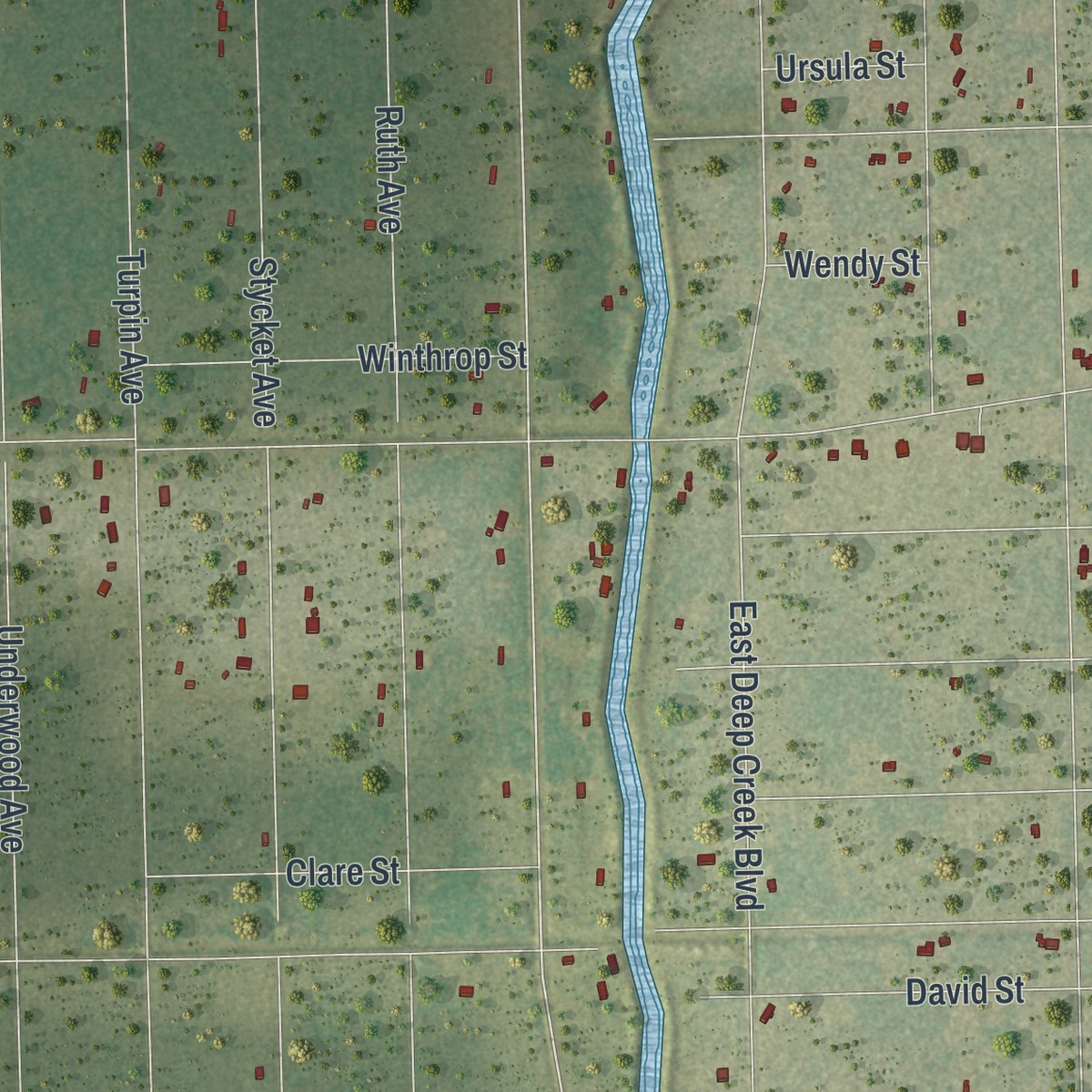 Second close-up of the map of Flagler Estates, Florida print showing more streets and buildings