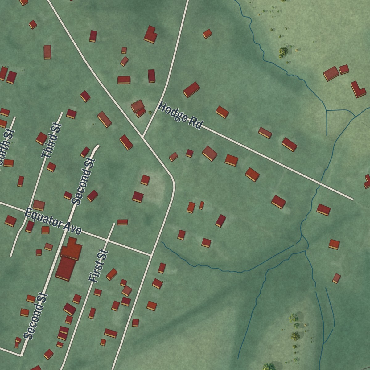 Second close-up of the map of Flagtown, New Jersey print showing more streets and buildings