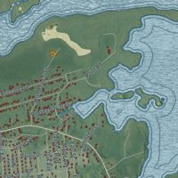 Second close-up of the map of Flanders, New York print showing more streets and buildings