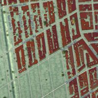 Second close-up of the map of Flatbush, New York print showing more streets and buildings