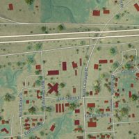 Second close-up of the map of Flatonia, Texas print showing more streets and buildings