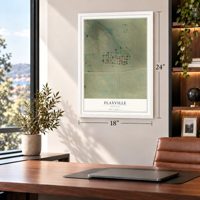 Flaxville, Montana map, 18 x 24 inch print in a white frame in a home office