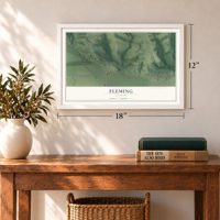 Fleming, Missouri map, 12 x 18 inch print in a white frame in an entryway