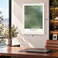 Flemington, Missouri map, 18 x 24 inch print in a white frame in a home office