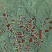 Second close-up of the map of Fletcher, North Carolina print showing more streets and buildings
