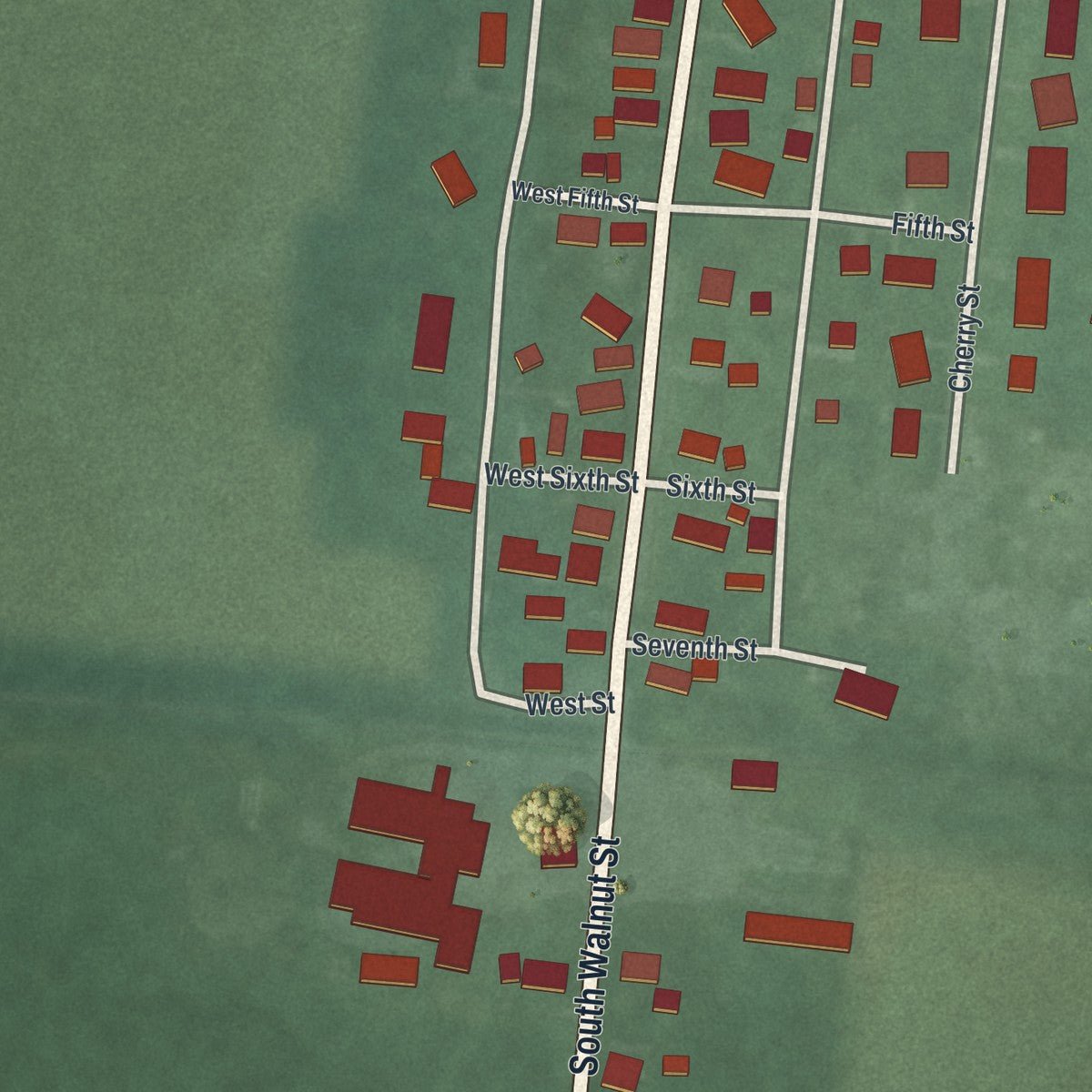 Second close-up of the map of Fletcher, Ohio print showing more streets and buildings