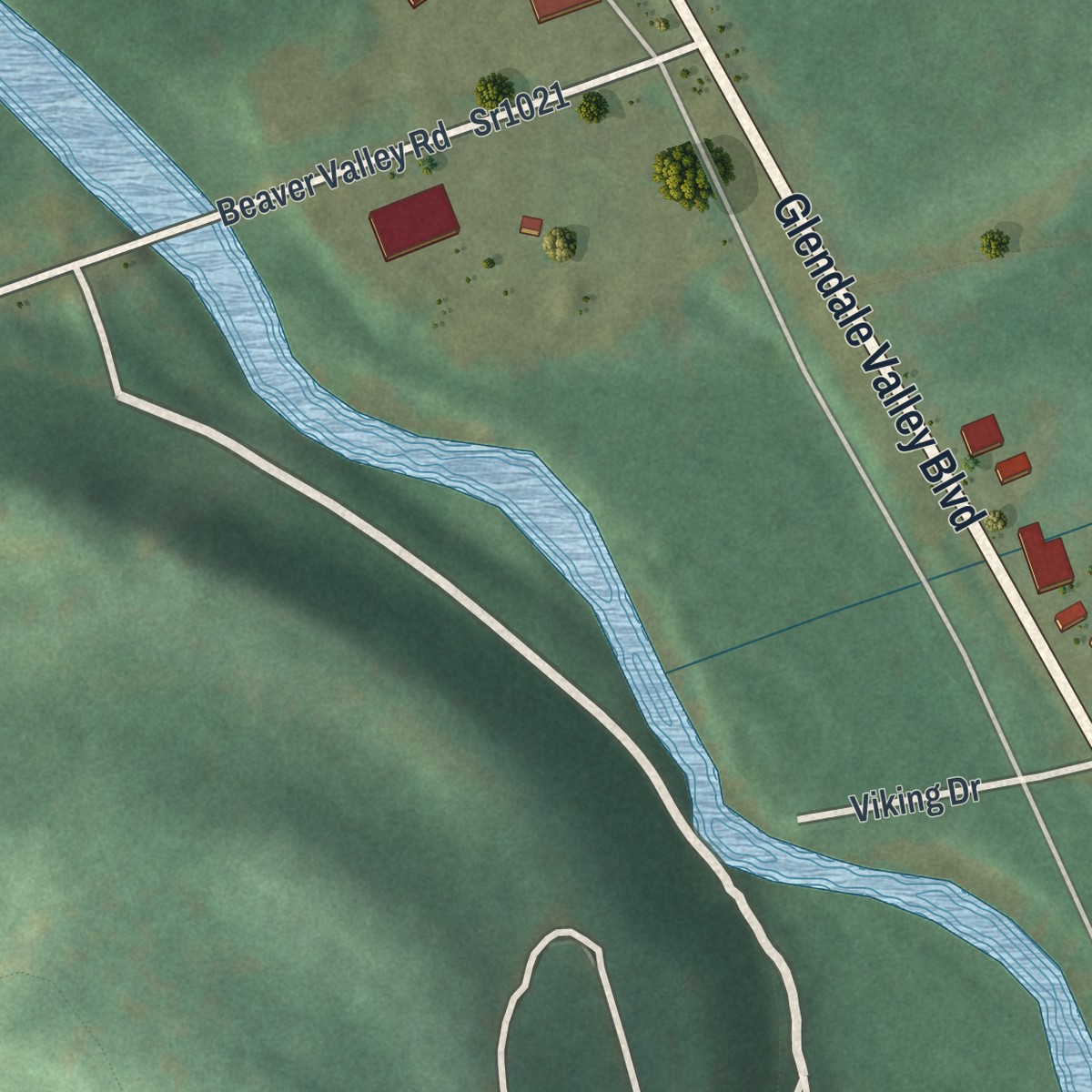 Second close-up of the map of Flinton, Pennsylvania print showing more streets and buildings
