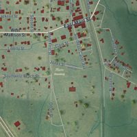 Second close-up of the map of Flora, Mississippi print showing more streets and buildings