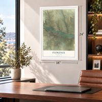 Florence, Colorado map, 18 x 24 inch print in a white frame in a home office