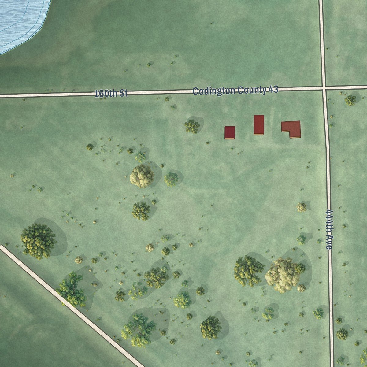 Second close-up of the map of Florence, South Dakota print showing more streets and buildings