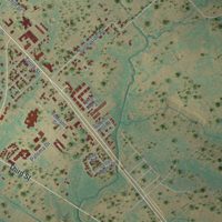 Second close-up of the map of Floresville, Texas print showing more streets and buildings