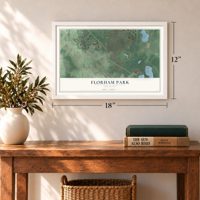 Florham Park, New Jersey map, 12 x 18 inch print in a white frame in an entryway