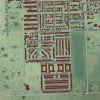 Second close-up of the map of Florida City, Florida print showing more streets and buildings