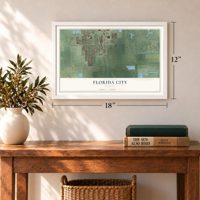 Florida City, Florida map, 12 x 18 inch print in a white frame in an entryway