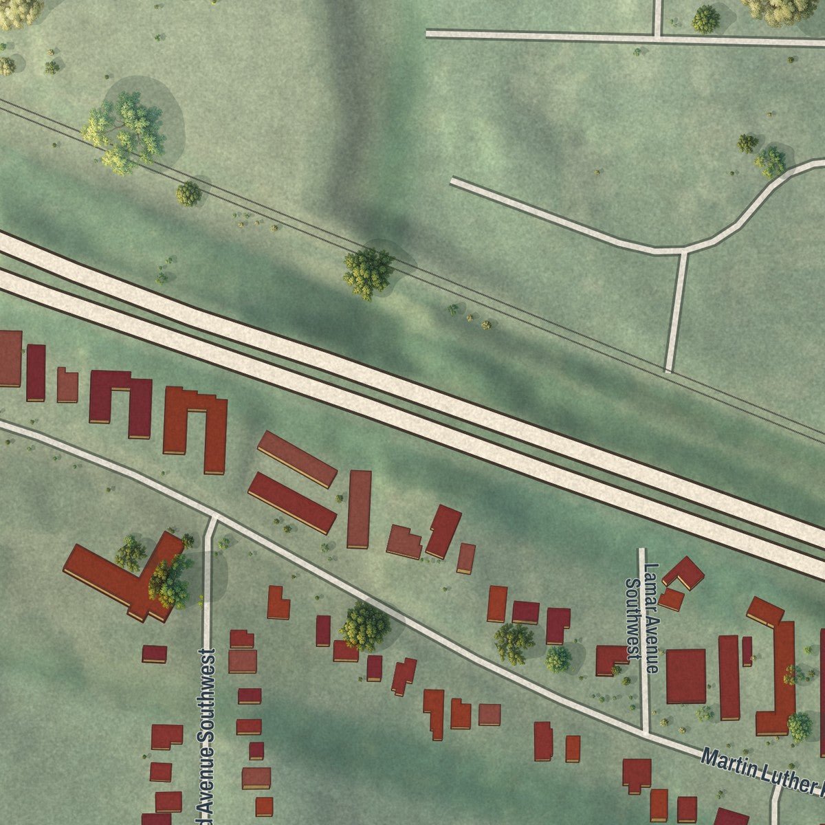 Second close-up of the map of Florida Heights, Georgia print showing more streets and buildings