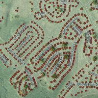 Second close-up of the map of Floris, Virginia print showing more streets and buildings