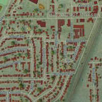 Second close-up of the map of Flossmoor, Illinois print showing more streets and buildings