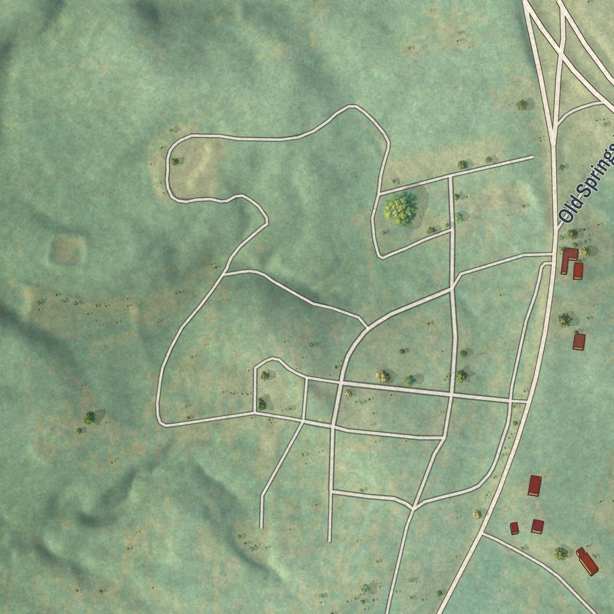 Second close-up of the map of Flovilla, Georgia print showing more streets and buildings