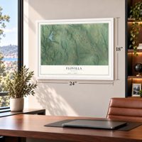 Flovilla, Georgia map, 18 x 24 inch print in a white frame in a home office