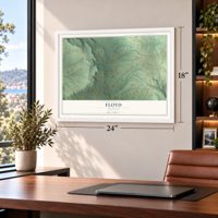 Floyd, Arkansas map, 18 x 24 inch print in a white frame in a home office